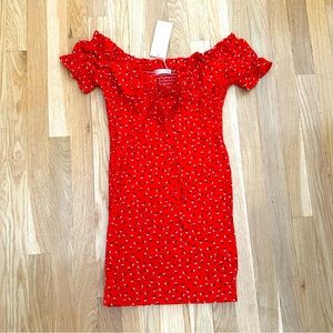 NWT WHO I AM Red Mini Floral Dress